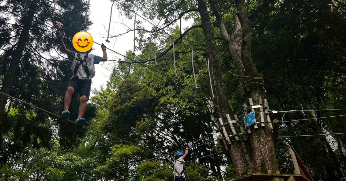 フォレストアドベンチャーのコースを楽しむ様子
