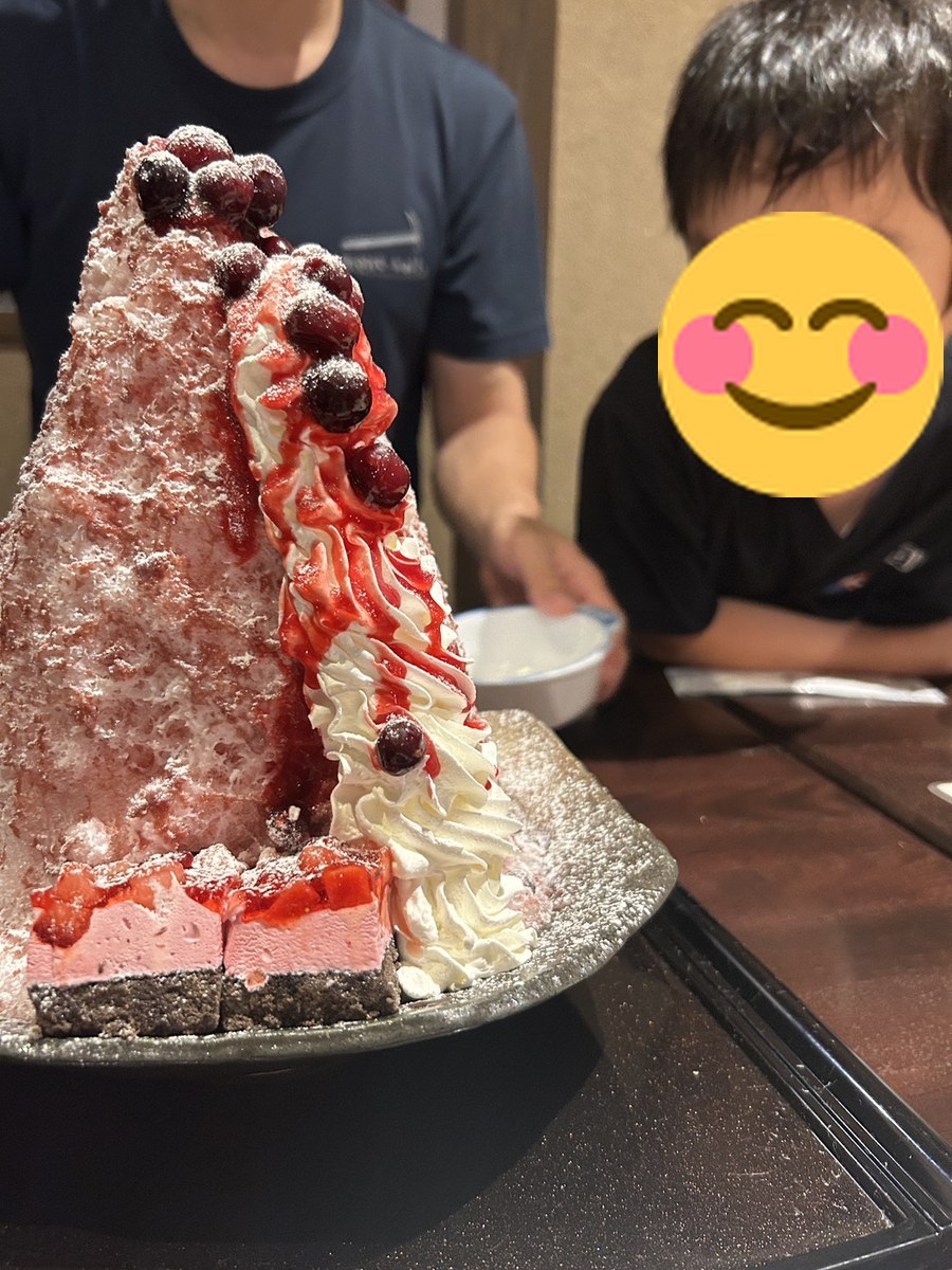 那珂川清滝の食事処で出てきた巨大ないちごかき氷
